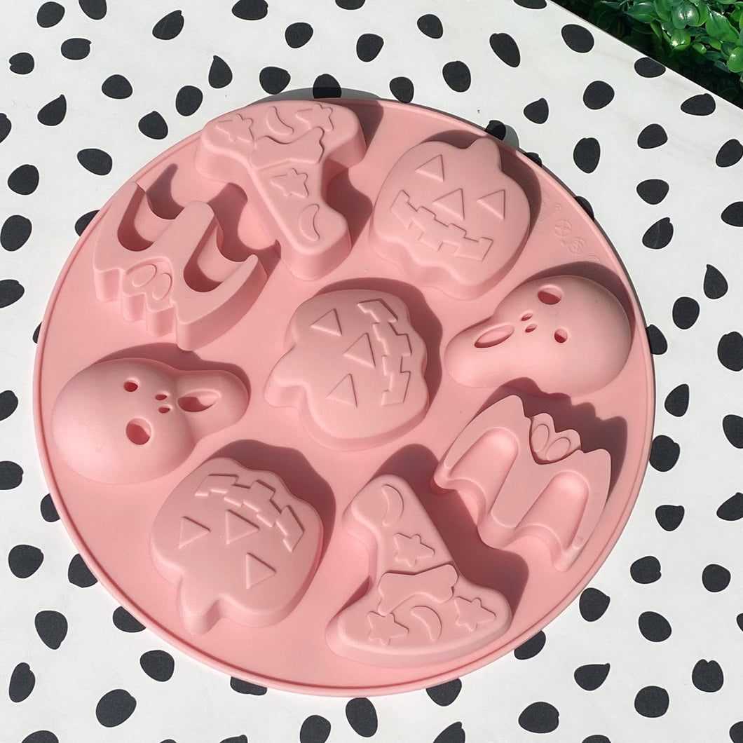 Circle Spooky Halloween Theme Silicone Mould Mold - Chocolate - Wax - Candy - Fondant