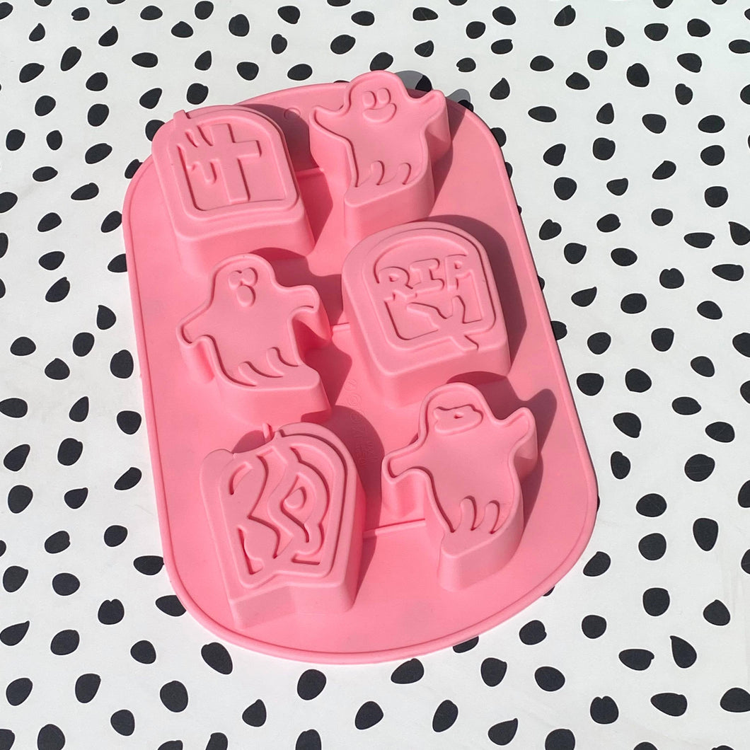 Grave & Ghost Theme Silicone Mould Mold - Chocolate - Wax - Candy - Fondant