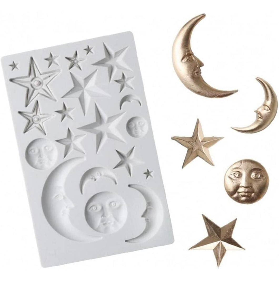 Moon & Star Silicone Mould Mold - Chocolate - Wax - Candy - Fondant